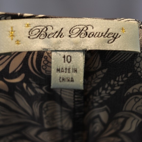 Beth Bowley Floral Print 100% Silk Shift Velvet Tie Waist Dress 10 - Picture 11 of 12